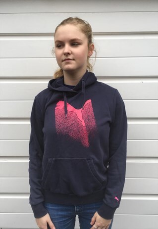 WOMENS PUMA HOODIE FESTIVAL TOP PINK BLUE SWEATSHIRT