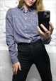 Blue Floral Cotton Slim Fit Shirt