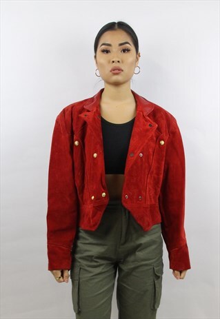 VINTAGE 80'S STYLE RED SUEDE JACKET