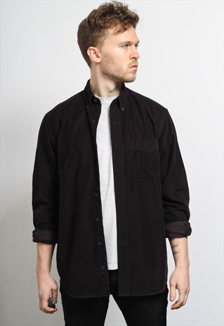 VINTAGE CORDUROY CORD SHIRT BLACK