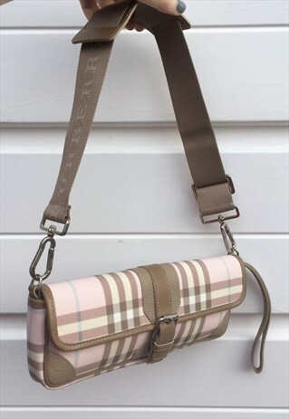 WOMENS BURBERRY HANDBAG CLUTCH PURSE IN PINK NOVA CHECK