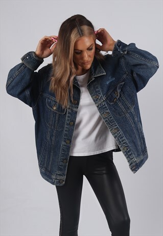 VINTAGE DENIM JACKET LEE OVERSIZED FITTED UK 16 XL (C3A)