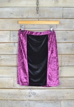 Vintage Crushed Velvet Bodycon Mini Skirt Pink W26 BR2150