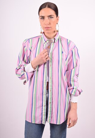 RALPH LAUREN WOMENS VINTAGE SHIRT LARGE MULTI STRIPES 90'S