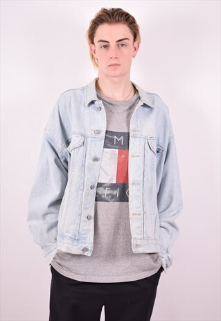 GUESS MENS VINTAGE DENIM JACKET XL BLUE 90S