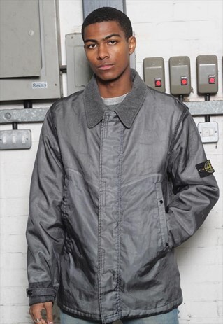 RARE VINTAGE STONE ISLAND MESH COLLARED JACKET GREY