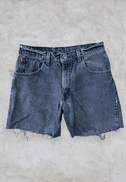 Levi's 560 Washed Black Denim Shorts Cut Off Women's W30
