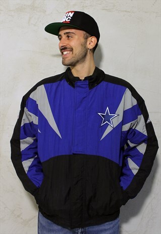 DALLAS COWBOYS VINTAGE PADDED JACKET BLACK & BLUE A152