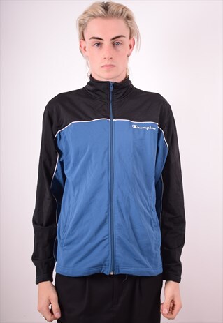 CHAMPION MENS VINTAGE TRACKSUIT TOP JACKET MEDIUM BLUE 90S
