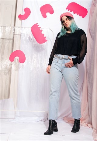 VINTAGE LEE JEANS 90S TAPERED CROPPED DENIM TROUSERS