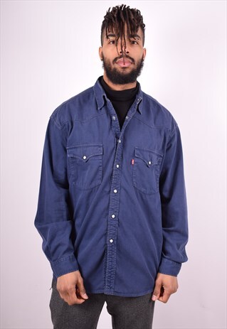 LEVI'S MENS VINTAGE DENIM SHIRT XL BLUE 90'S