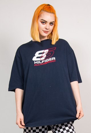 VINTAGE 90'S TOMMY HILFIGER OVERSIZE NAVY T-SHIRT