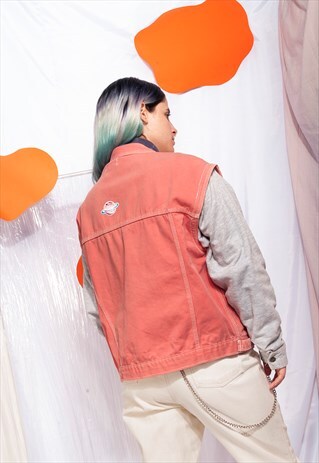 VINTAGE DENIM JACKET 90S REWORKED PLANET PATCH GRUNGE BOMBER