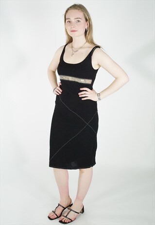 VINTAGE 90S BLACK MIDI DRESS
