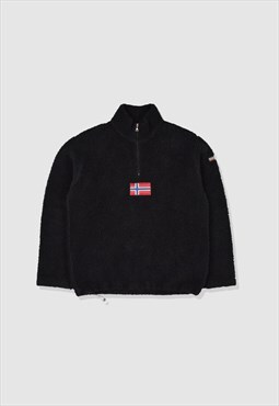 Vintage 90s Napapijri 1/4 Zip Sherpa Fleece in Black
