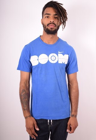 NIKE MENS VINTAGE T-SHIRT TOP MEDIUM BLUE 90S
