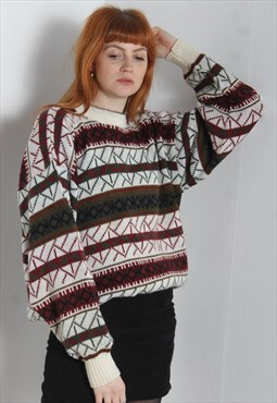 Vintage 1980's Crazy Patterned Abstract Jumper - Multi 