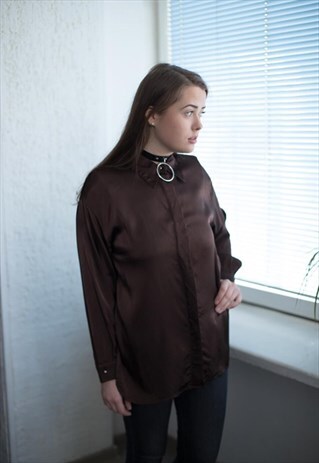 VINTAGE 80'S BROWN BLOUSE