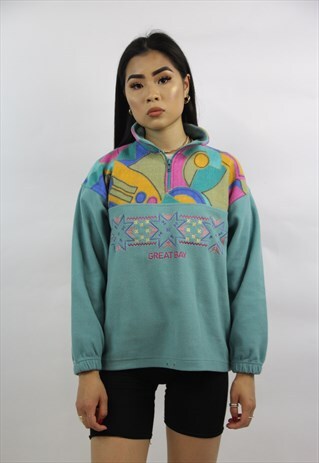 VINTAGE 90'S ABSTRACT PATTERNED FLEECE JUMPER