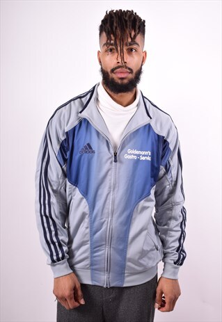 ADIDAS MENS VINTAGE TRACKSUIT TOP JACKET MEDIUM GREY 90'S