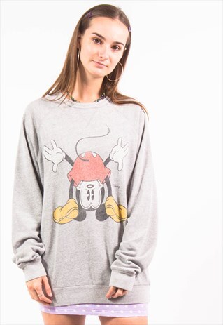 VINTAGE 90'S GREY DISNEY MICKEY MOUSE SWEATSHIRT