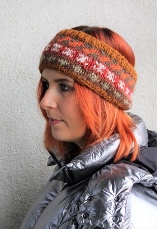 BOHO WINTER HEADBAND BROWN