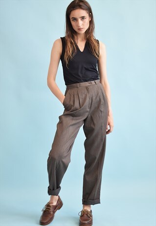 80'S RETRO HIGH WAIST TAPERED TROUSERS