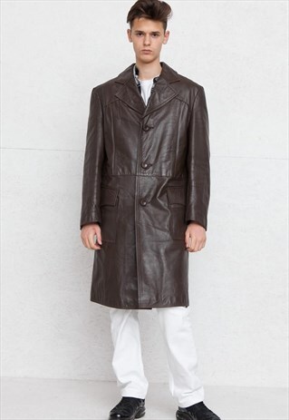 VINTAGE BROWN LEATHER COAT