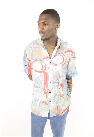 VINTAGE ABSTRACT 90'S PATTERNED SHIRT