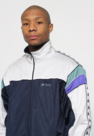 VINTAGE KAPPA TAPE LOGO TRACK JACKET WHITE