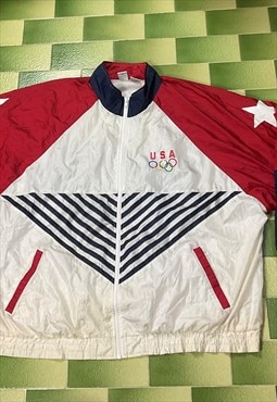 Vintage 90s USA Olympics Windbreaker Jacket Shell Nylon