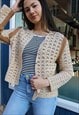 CROCHET CARDIGAN PALE BROWN