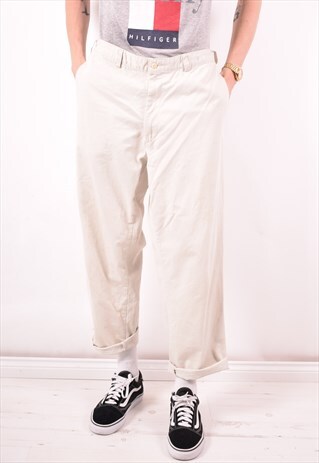 POLO RALPH LAUREN MENS VINTAGE TROUSERS W36 L32 BEIGE 90S