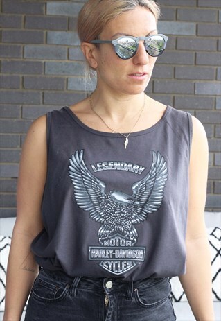 VINTAGE Y2K HARLEY DAVIDSON GREY OVERSIZED MICHIGAN VEST