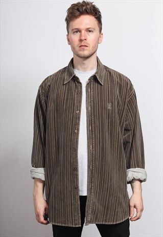 VINTAGE CORDUROY CORD STRIPED SHIRT