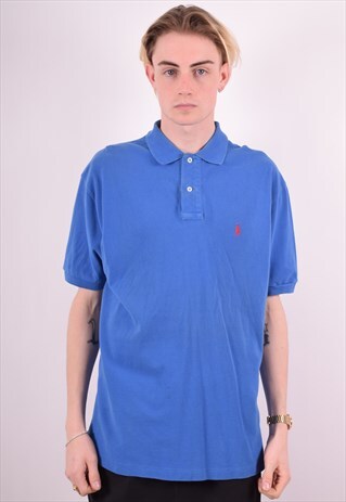 POLO RALPH LAUREN MENS VINTAGE POLO SHIRT LARGE BLUE 90S