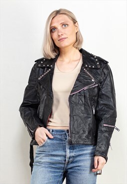 Vintage Women 80's Leather Black Jacket 