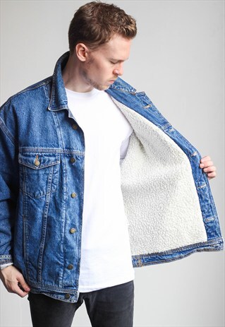 VINTAGE OVERSIZED DENIM SHERPA JACKET