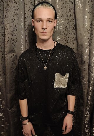 LOOSE BOXY DROP SHOULDER METAL POCKET FINISH PARTY TEESHIRT