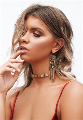 GOLD ANTIQUE LOOK STATEMENT EARRINGS