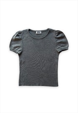 Womens Moschino Knit Top Jumper short sleeve Grey Wool