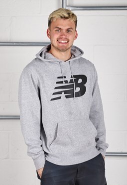 Vintage New Balance Hoodie in Grey Pullover Jumper Large