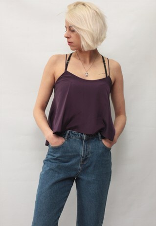 VINTAGE 90' AMAZING BEAUTIFUL DARK PURPLE TOP WITH FRILL