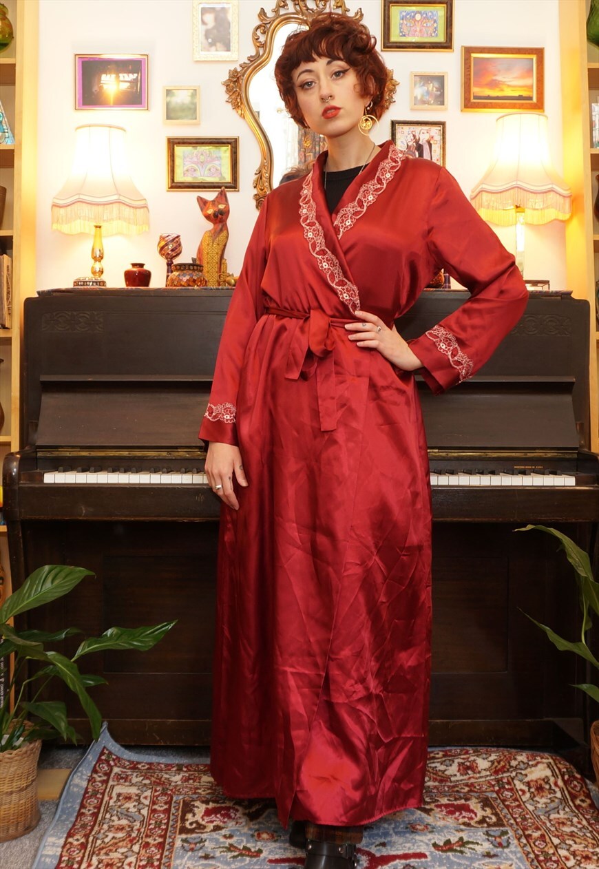 Silk dressing deals gown red