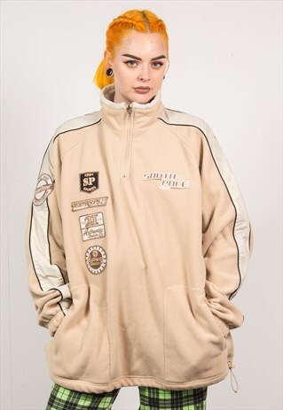 VINTAGE 90'S BEIGE SOUTH POLE 1/4 ZIP FLEECE