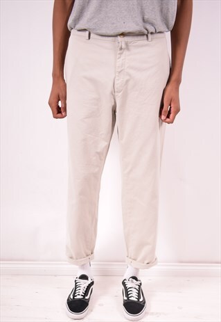 LACOSTE MENS VINTAGE TROUSERS W36 L29 BEIGE 90S