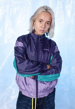 VINTAGE ADIDAS PURPLE AND GREEN TRACK JACKET