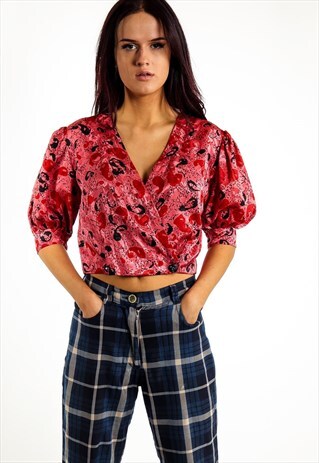 VINTAGE PATTERNED CROPPED BLOUSE ACBL80