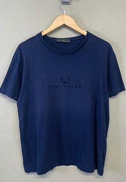 Vintage Fred Perry T-Shirt Navy With Tonal Embroidered Logo