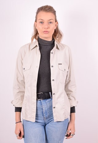 CALVIN KLEIN WOMENS VINTAGE SHIRT MEDIUM BEIGE 90S